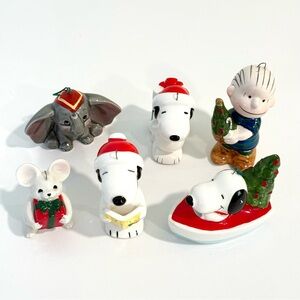 Vintage Snoopy Ornament Lot Ceramic Japan Linus Christmas Charlie Brown & Extras